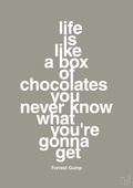 plakat: life is like a box of chocolates you never know what you're gonna get - battleship gray-Film & TV-A1two3