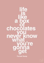 plakat: life is like a box of chocolates you never know what you're gonna get - bubble shell-Film & TV-A1two3