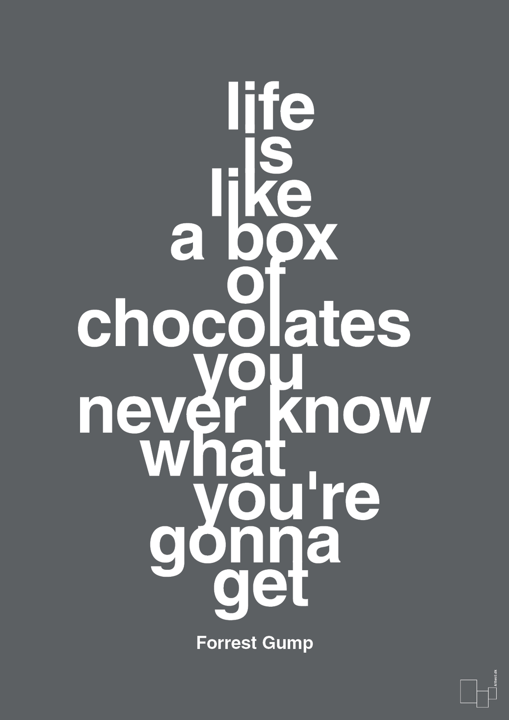 plakat: life is like a box of chocolates you never know what you're gonna get - graphic charcoal-Film & TV-A1two3