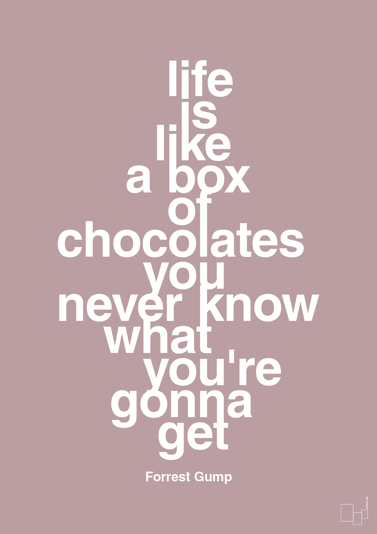 plakat: life is like a box of chocolates you never know what you're gonna get - light rose-Film & TV-A1two3