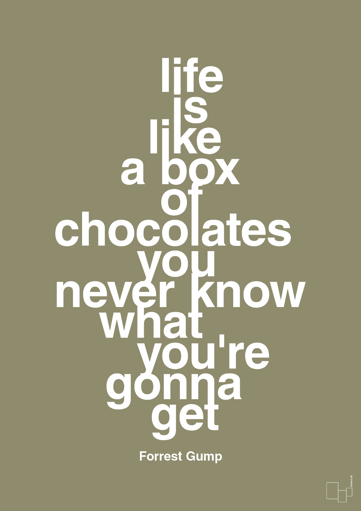 plakat: life is like a box of chocolates you never know what you're gonna get - misty forrest-Film & TV-A1two3