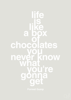 plakat: life is like a box of chocolates you never know what you're gonna get - painters white-Film & TV-A1two3