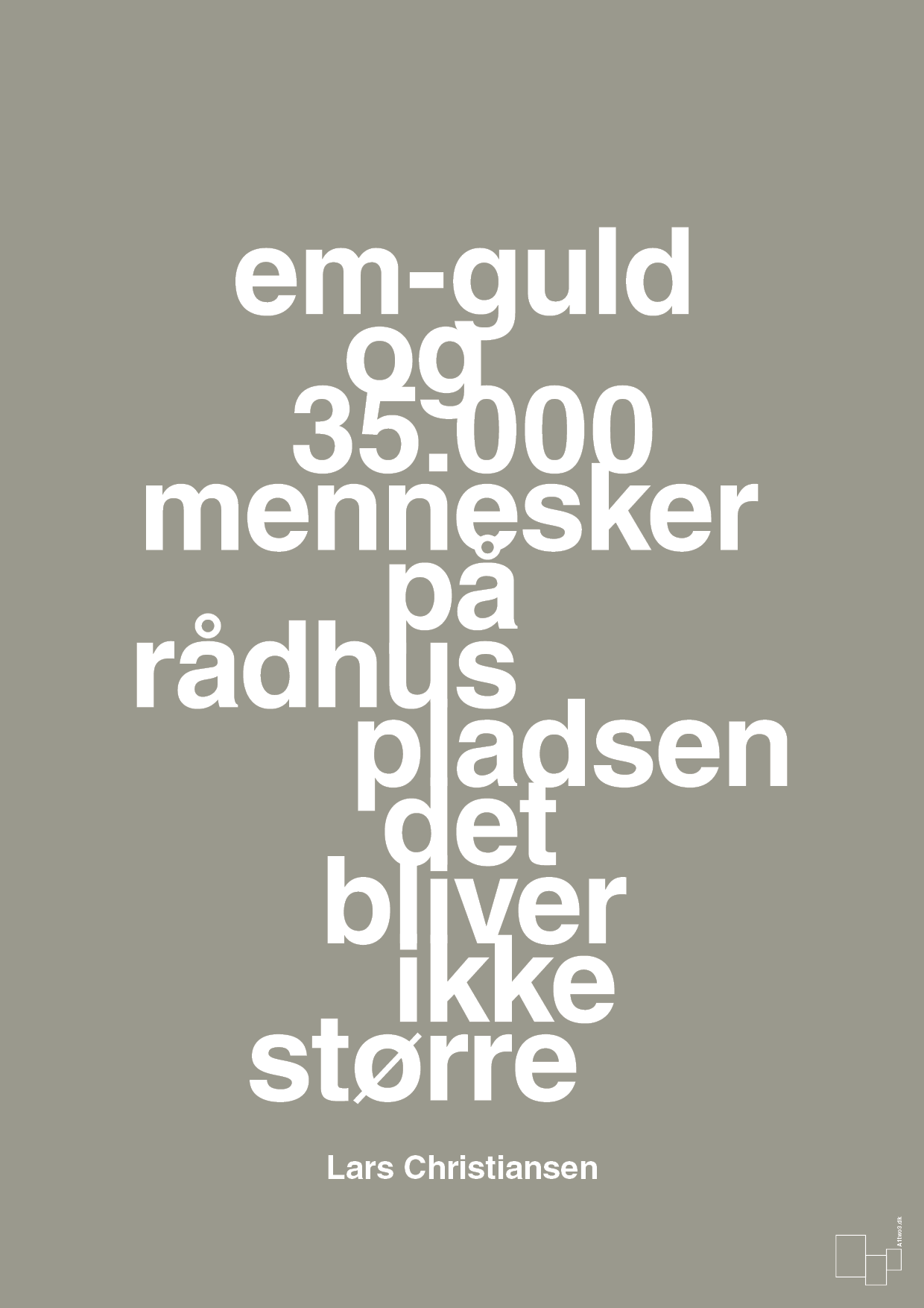 plakat: em-guld og 35.000 mennesker på rådhuspladsen det bliver ikke større - battleship gray-Håndbold-A1two3