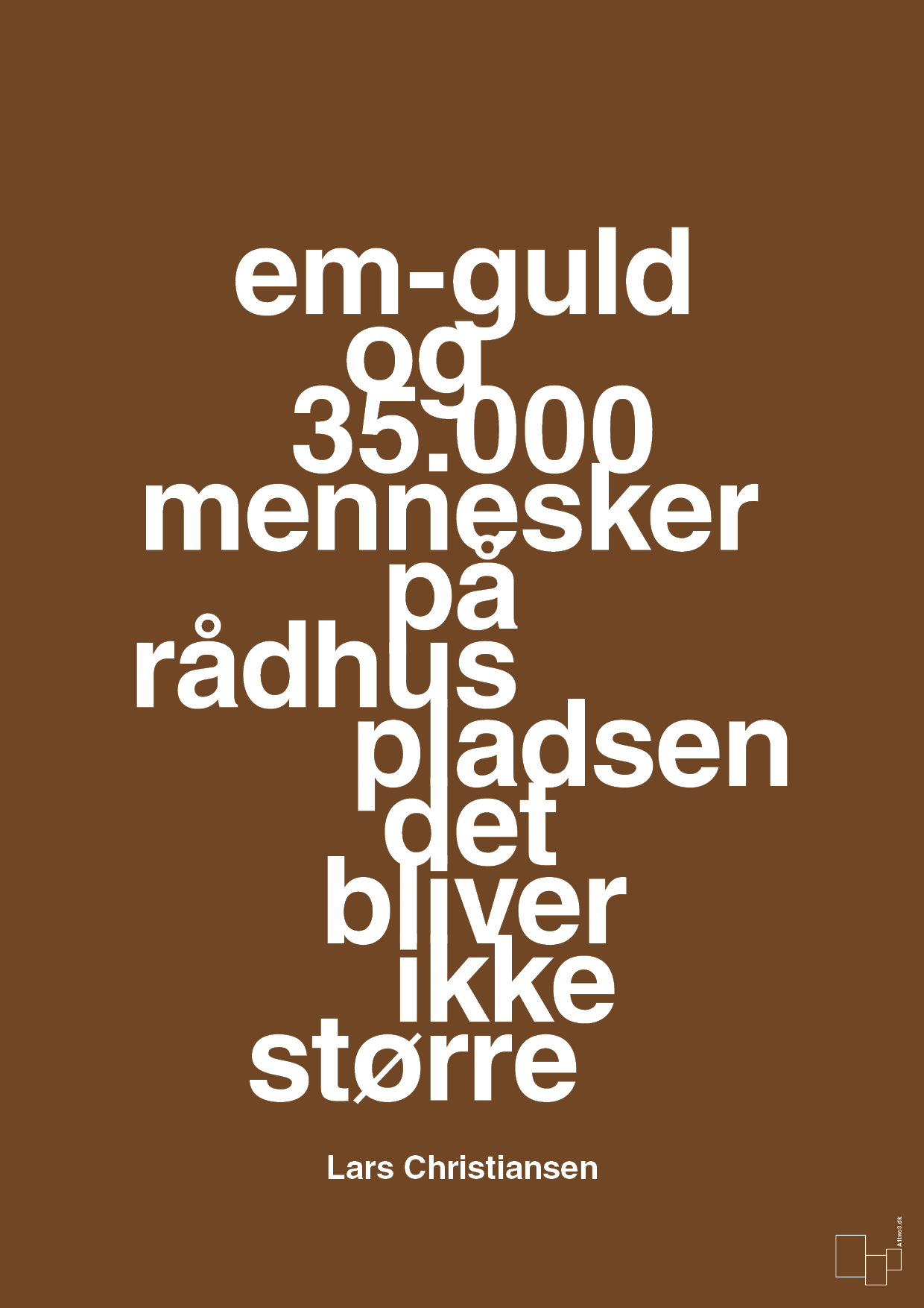 plakat: em-guld og 35.000 mennesker på rådhuspladsen det bliver ikke større - dark brown-Håndbold-A1two3