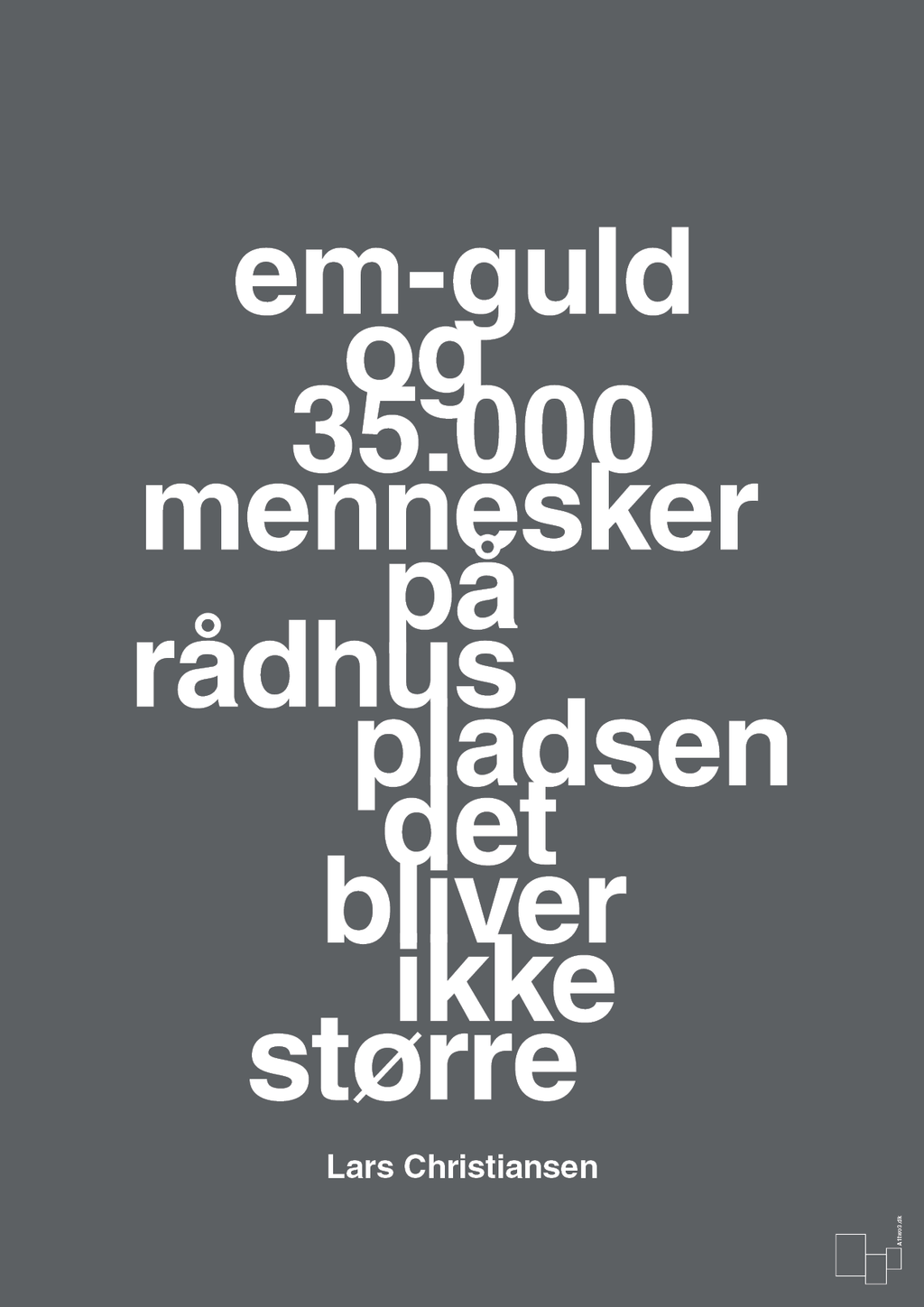 plakat: em-guld og 35.000 mennesker på rådhuspladsen det bliver ikke større - graphic charcoal-Håndbold-A1two3