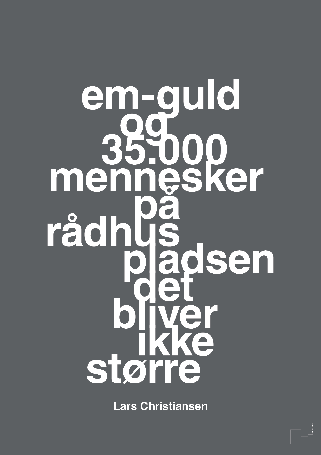 plakat: em-guld og 35.000 mennesker på rådhuspladsen det bliver ikke større - graphic charcoal-Håndbold-A1two3