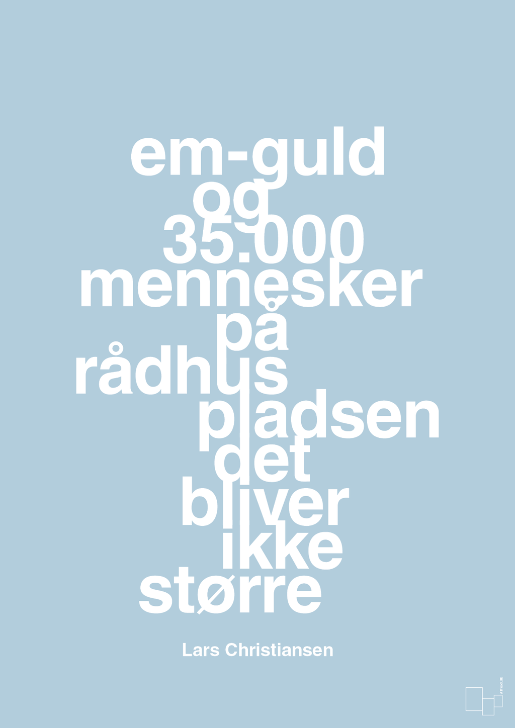 plakat: em-guld og 35.000 mennesker på rådhuspladsen det bliver ikke større - heavenly blue-Håndbold-A1two3