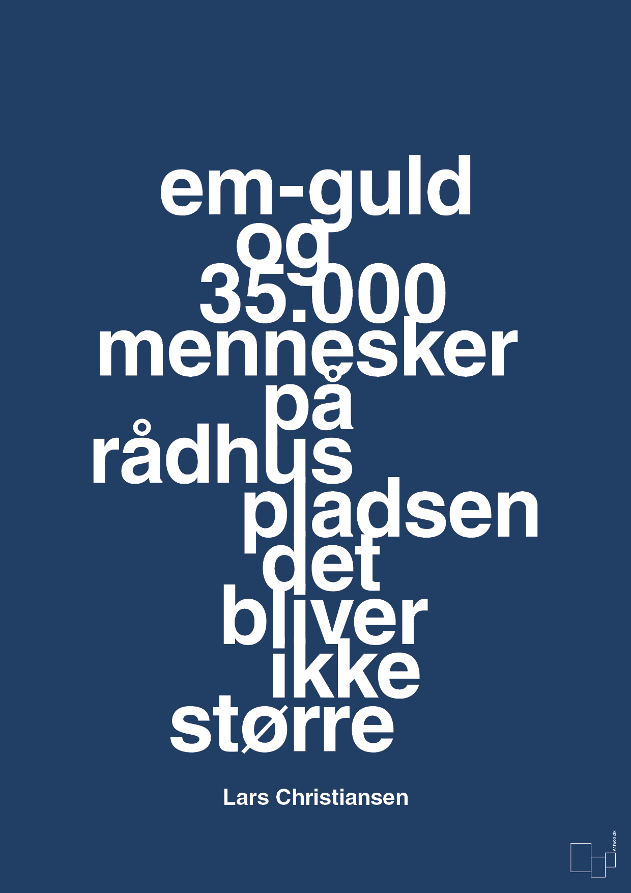 plakat: em-guld og 35.000 mennesker på rådhuspladsen det bliver ikke større - lapis blue-Håndbold-A1two3