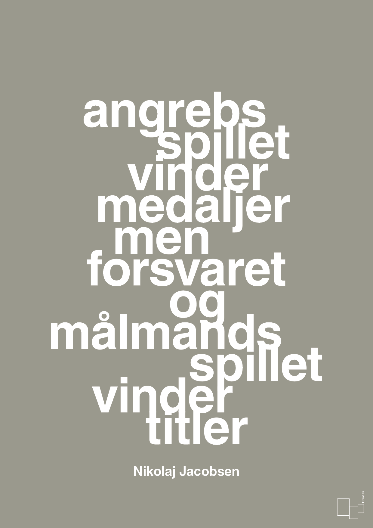 plakat: angrebsspillet vinder medaljer men forsvaret og målmandsspillet vinder titler - battleship gray-Håndbold-A1two3