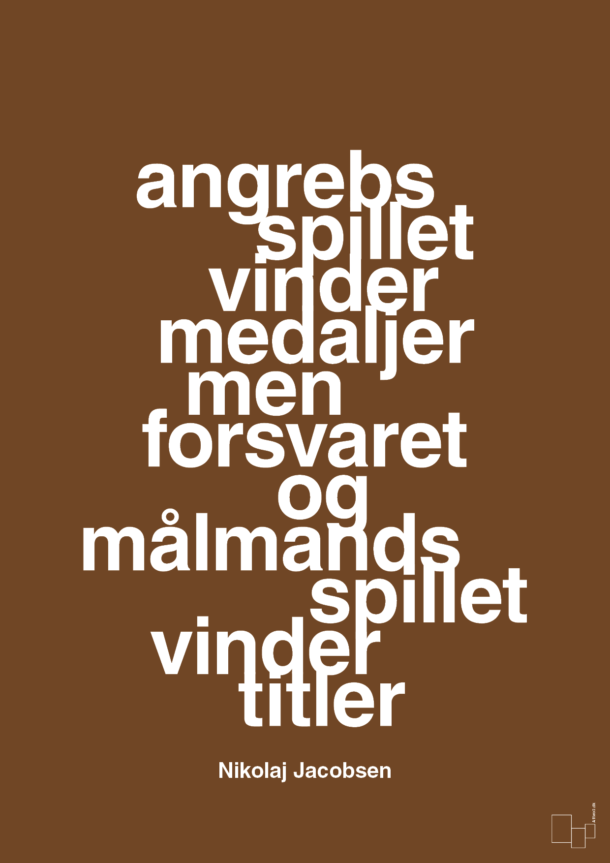 plakat: angrebsspillet vinder medaljer men forsvaret og målmandsspillet vinder titler - dark brown-Håndbold-A1two3