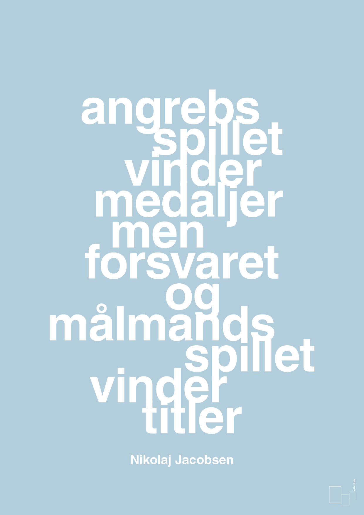 plakat: angrebsspillet vinder medaljer men forsvaret og målmandsspillet vinder titler - heavenly blue-Håndbold-A1two3