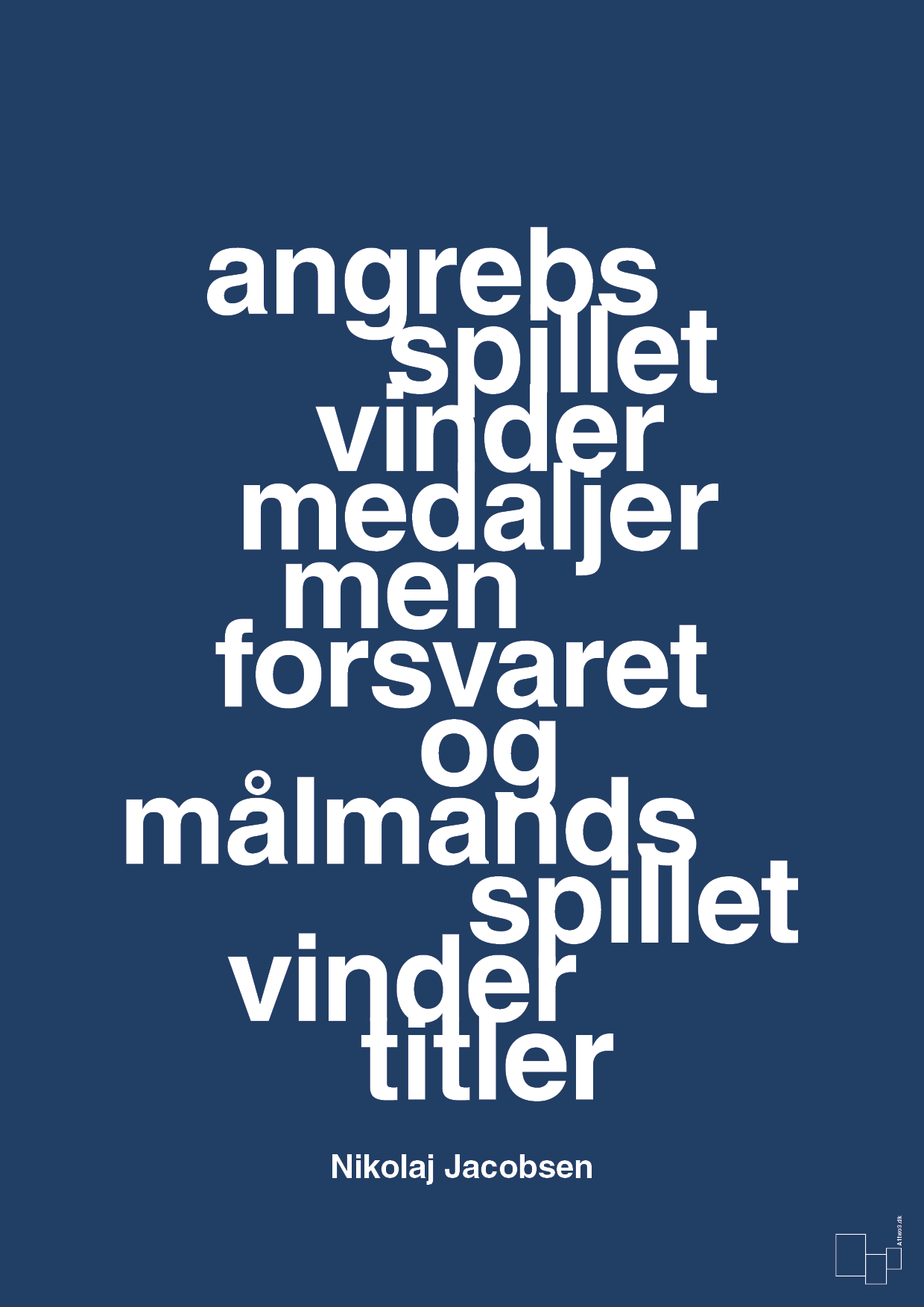 plakat: angrebsspillet vinder medaljer men forsvaret og målmandsspillet vinder titler - lapis blue-Håndbold-A1two3