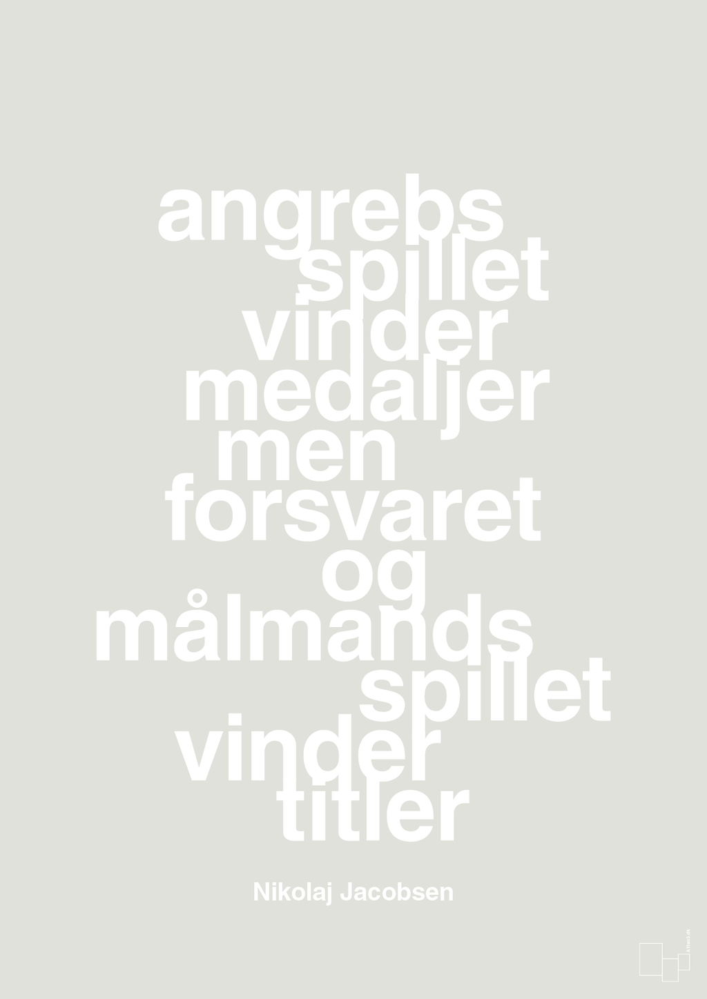 plakat: angrebsspillet vinder medaljer men forsvaret og målmandsspillet vinder titler - painters white-Håndbold-A1two3