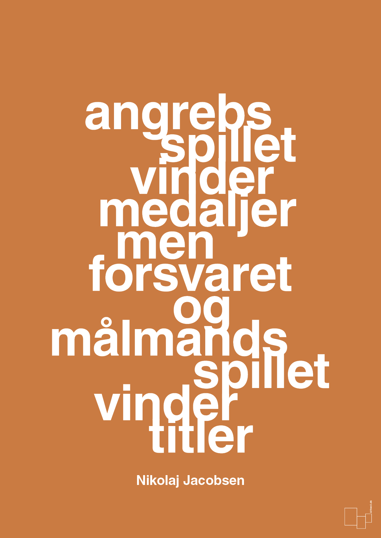 plakat: angrebsspillet vinder medaljer men forsvaret og målmandsspillet vinder titler - rumba orange-Håndbold-A1two3
