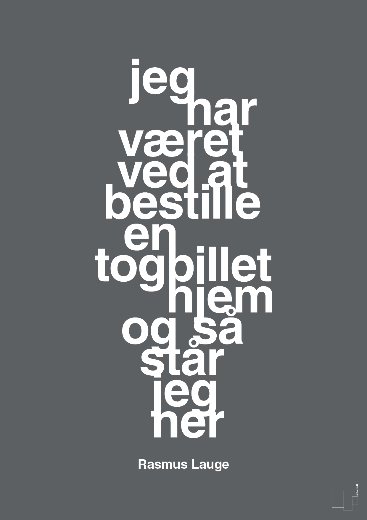 plakat: jeg har været ved at bestille en togbillet hjem og så står jeg her - graphic charcoal-Håndbold-A1two3