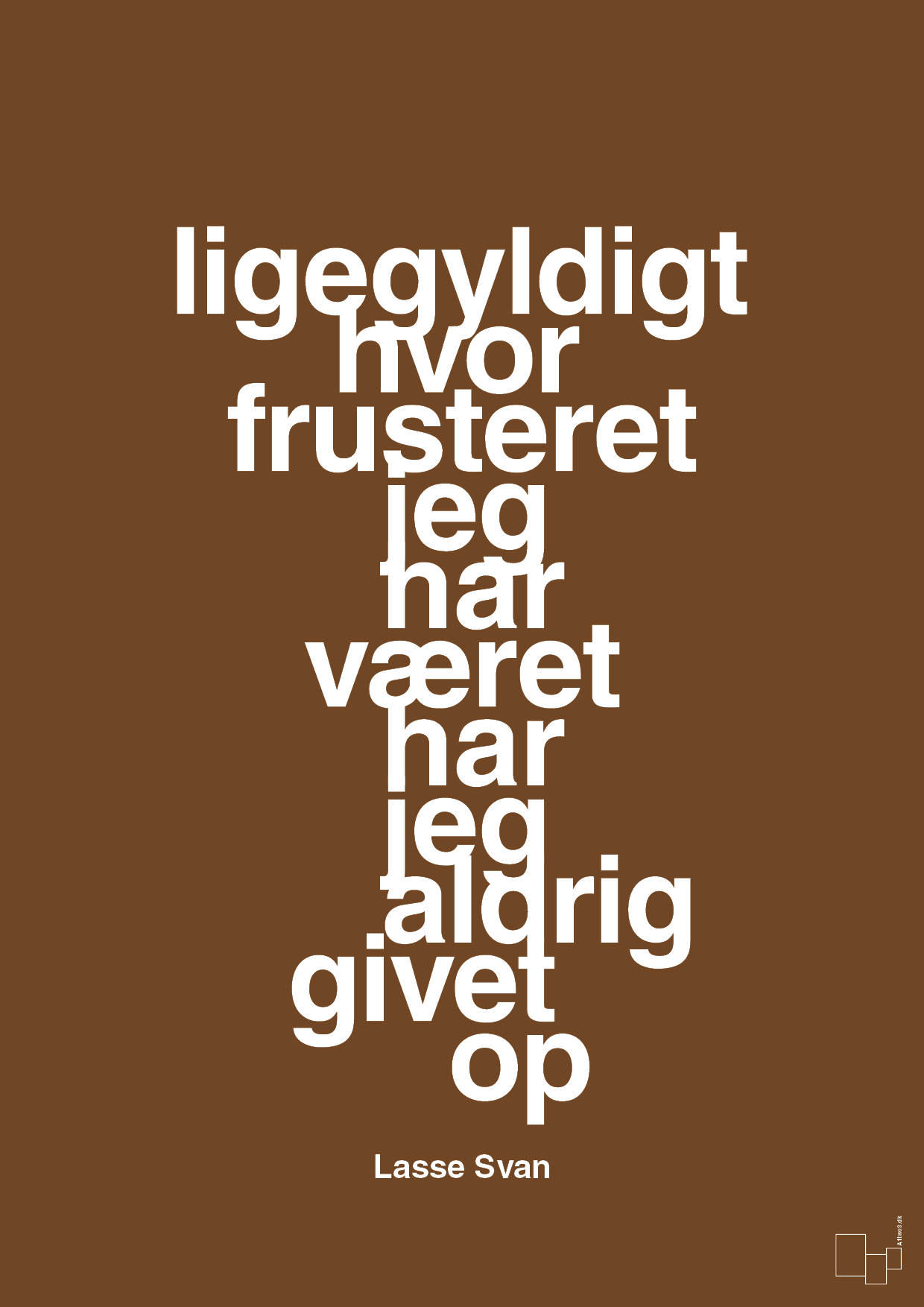 plakat: ligegyldigt hvor frusteret jeg har været har jeg aldrig givet op - dark brown-Håndbold-A1two3