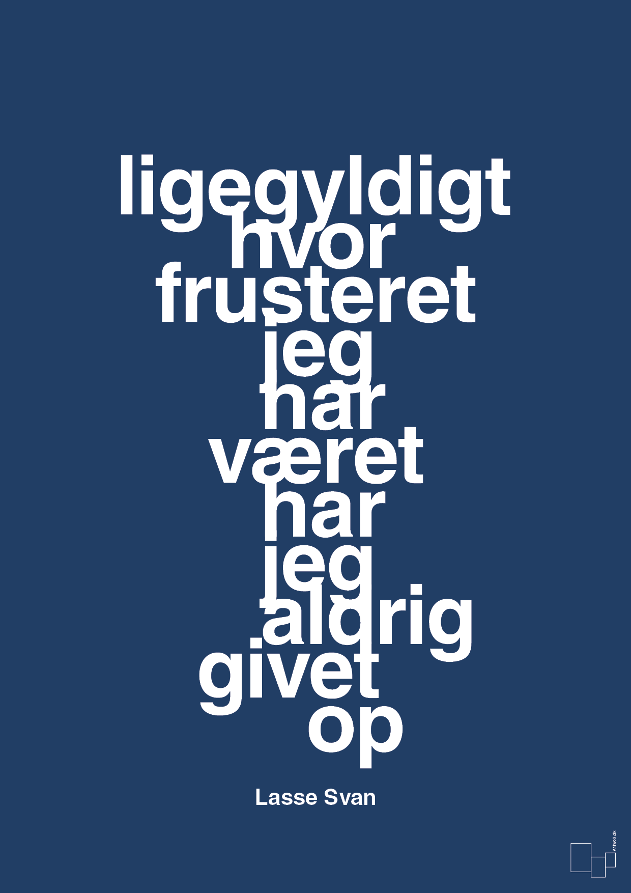 plakat: ligegyldigt hvor frusteret jeg har været har jeg aldrig givet op - lapis blue-Håndbold-A1two3
