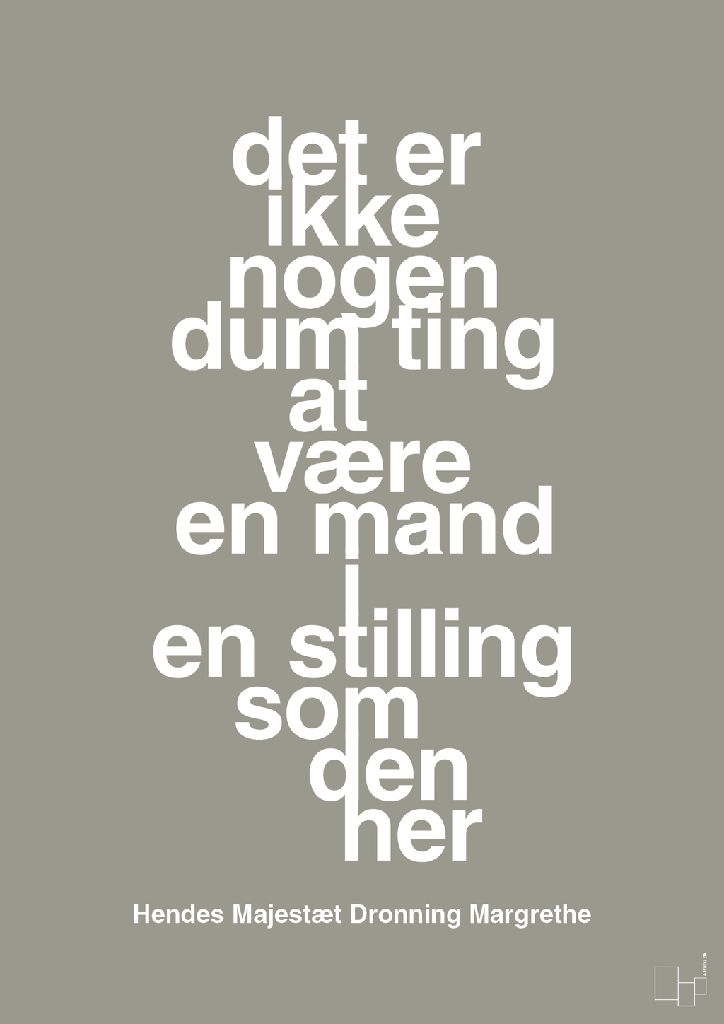 plakat: det er ikke nogen dum ting at være en mand i en stilling som den her - battleship gray-Royale-A1two3