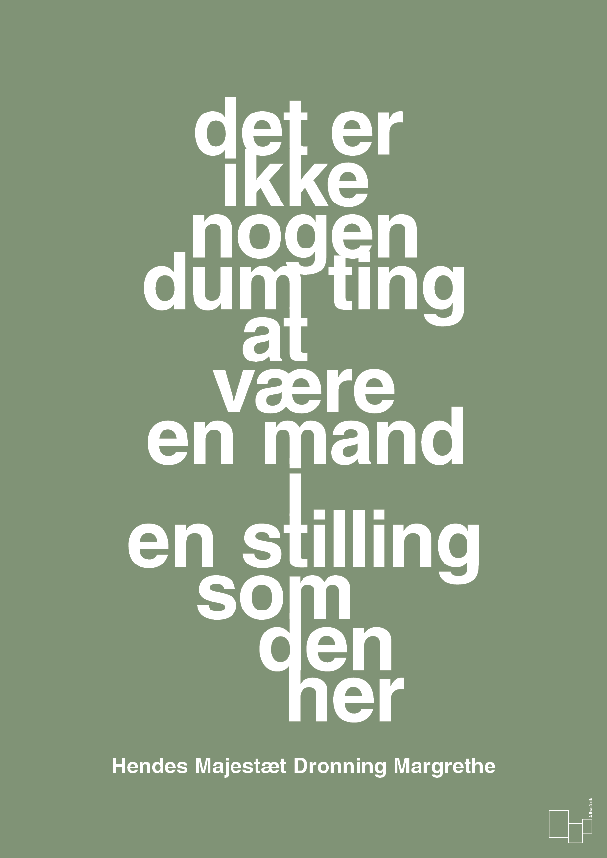 plakat: det er ikke nogen dum ting at være en mand i en stilling som den her - jade-Royale-A1two3
