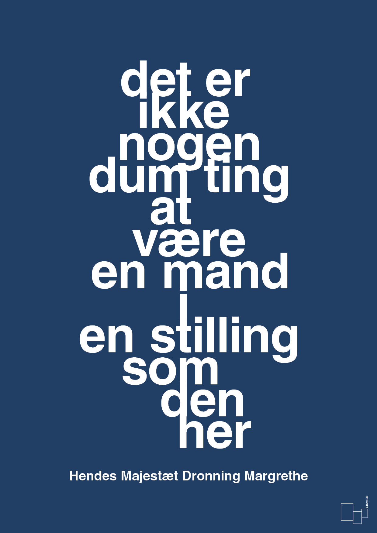 plakat: det er ikke nogen dum ting at være en mand i en stilling som den her - lapis blue-Royale-A1two3