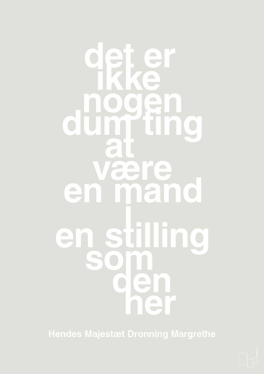 plakat: det er ikke nogen dum ting at være en mand i en stilling som den her - painters white-Royale-A1two3