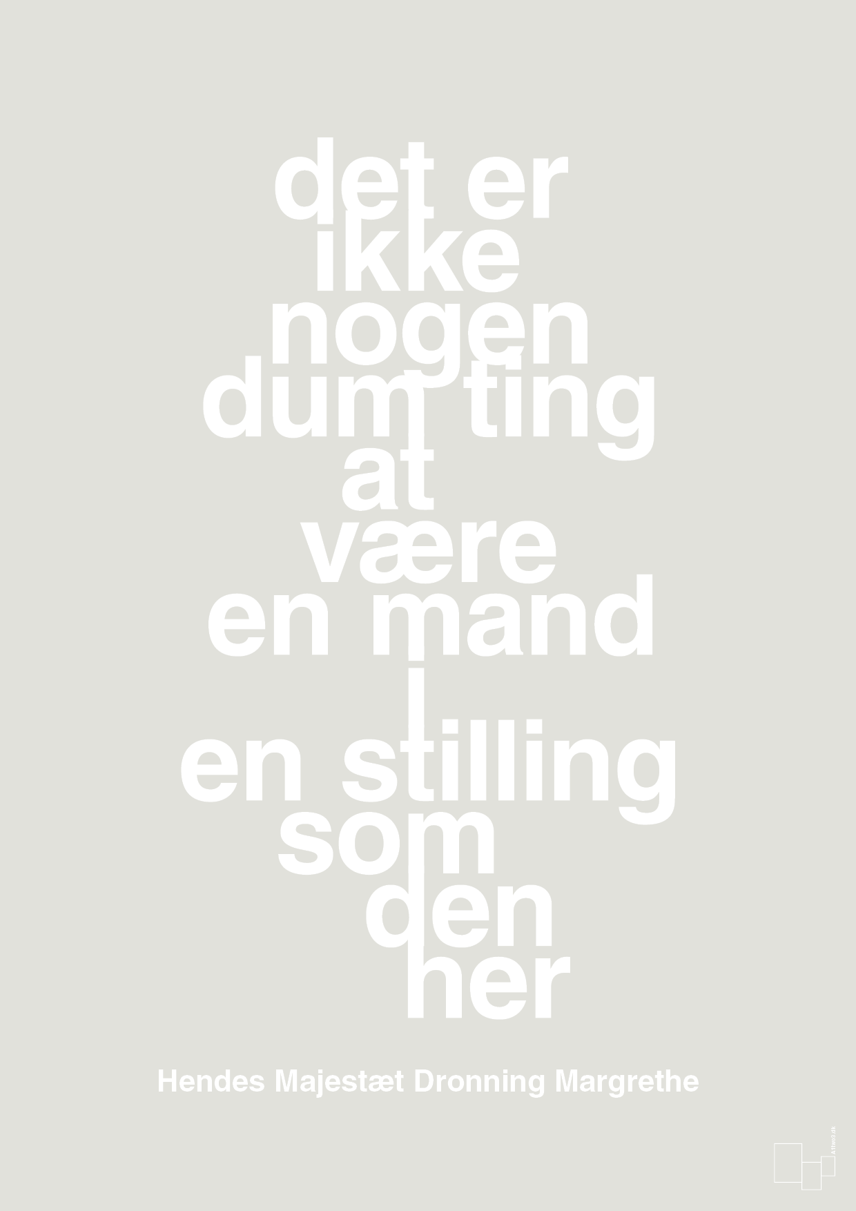 plakat: det er ikke nogen dum ting at være en mand i en stilling som den her - painters white-Royale-A1two3
