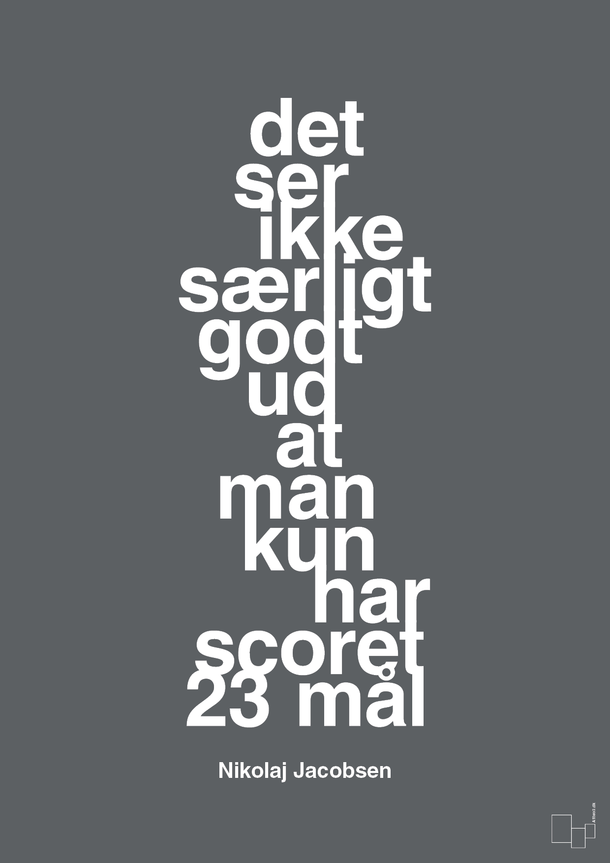 plakat: det ser ikke særligt godt ud at man kun har scoret 23 mål - graphic charcoal-Håndbold-A1two3