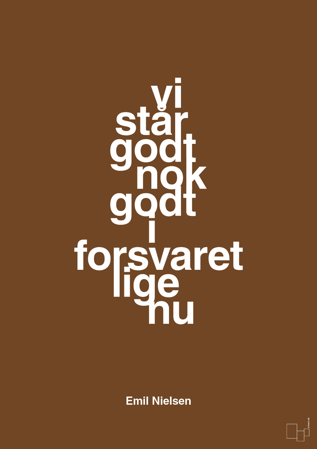 plakat: vi står godt nok godt i forsvaret lige nu - dark brown-Håndbold-A1two3