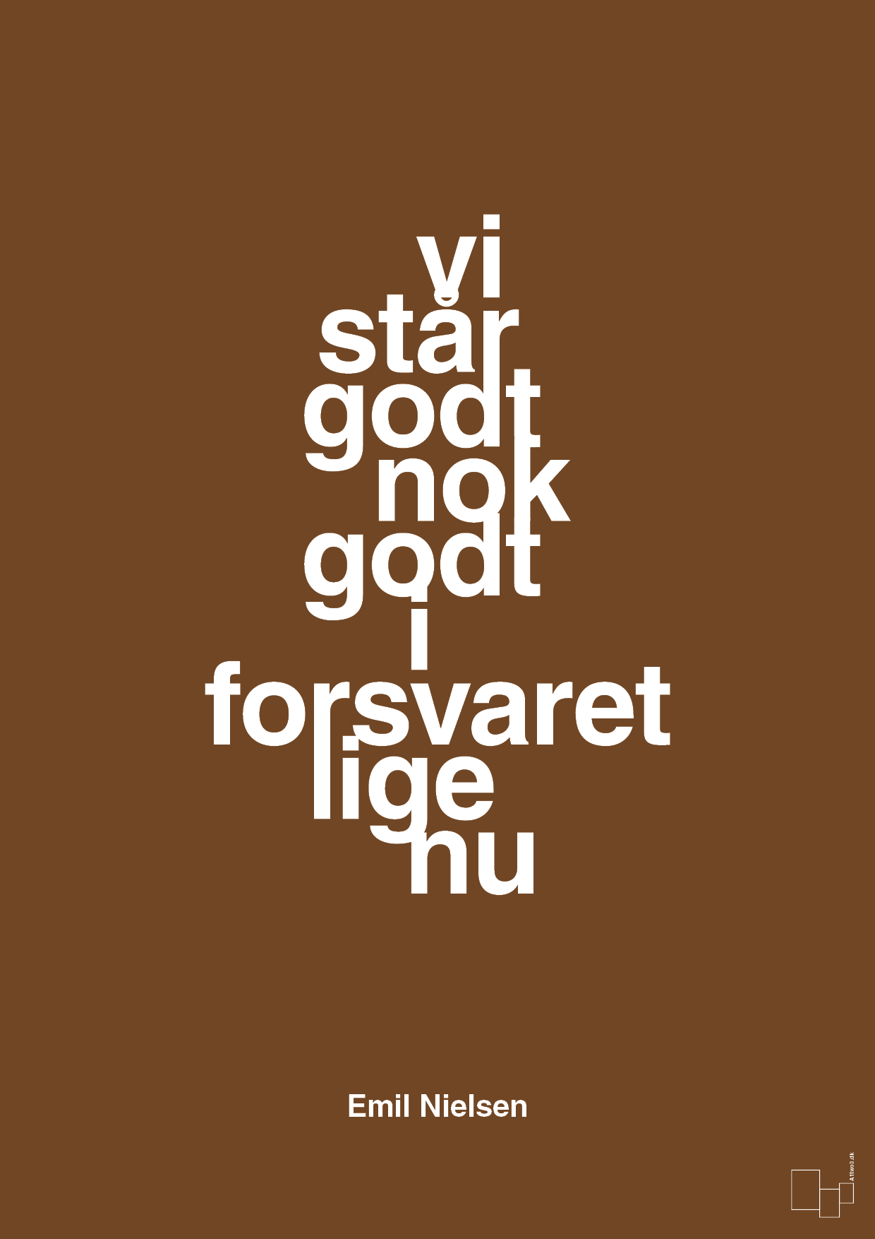plakat: vi står godt nok godt i forsvaret lige nu - dark brown-Håndbold-A1two3
