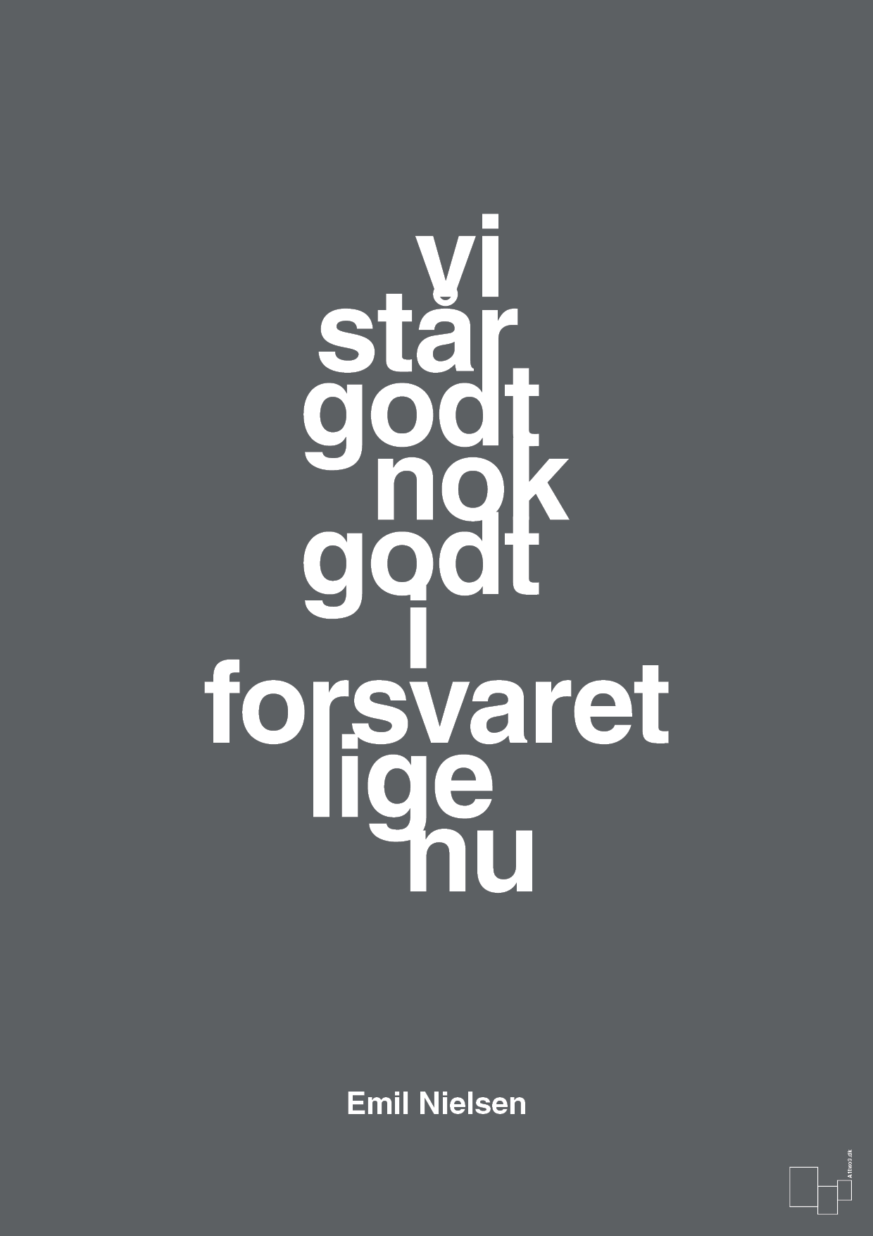 plakat: vi står godt nok godt i forsvaret lige nu - graphic charcoal-Håndbold-A1two3