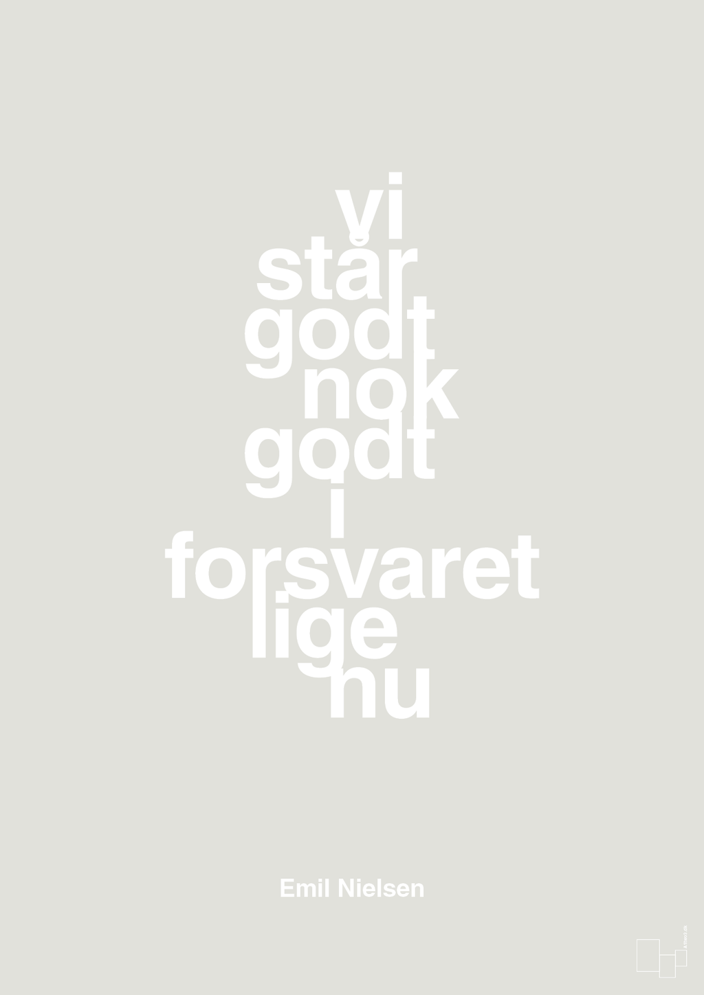 plakat: vi står godt nok godt i forsvaret lige nu - painters white-Håndbold-A1two3