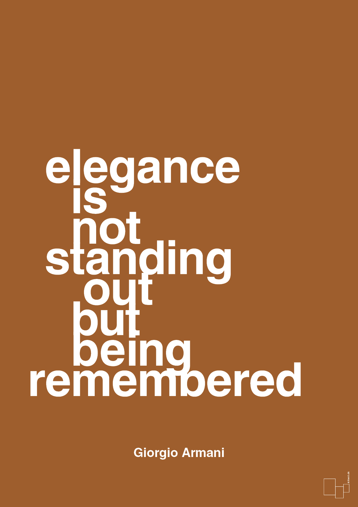 plakat: elegance is not standing out but being remembered - cognac-Mode-A1two3