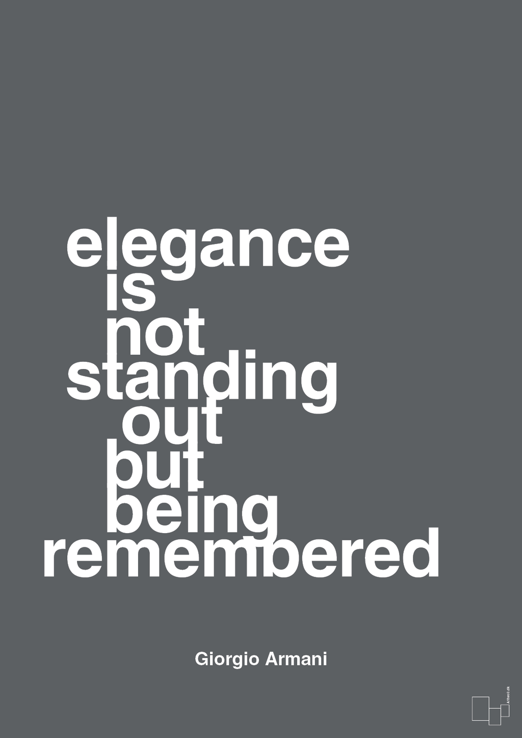plakat: elegance is not standing out but being remembered - graphic charcoal-Mode-A1two3