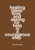 plakat: healing takes time and asking for help is a courageous step - dark brown-Skuespiller-A1two3