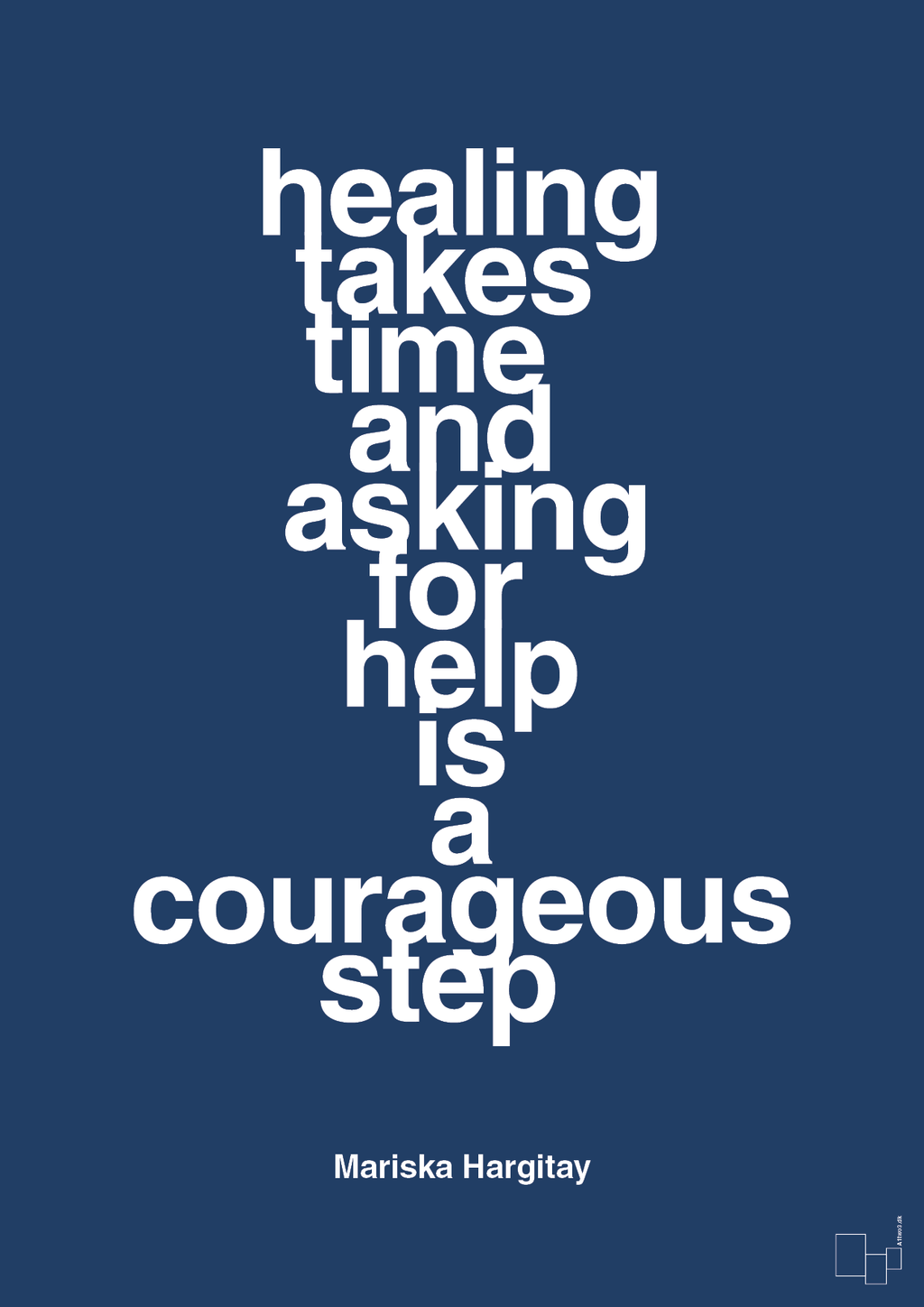 plakat: healing takes time and asking for help is a courageous step - lapis blue-Skuespiller-A1two3