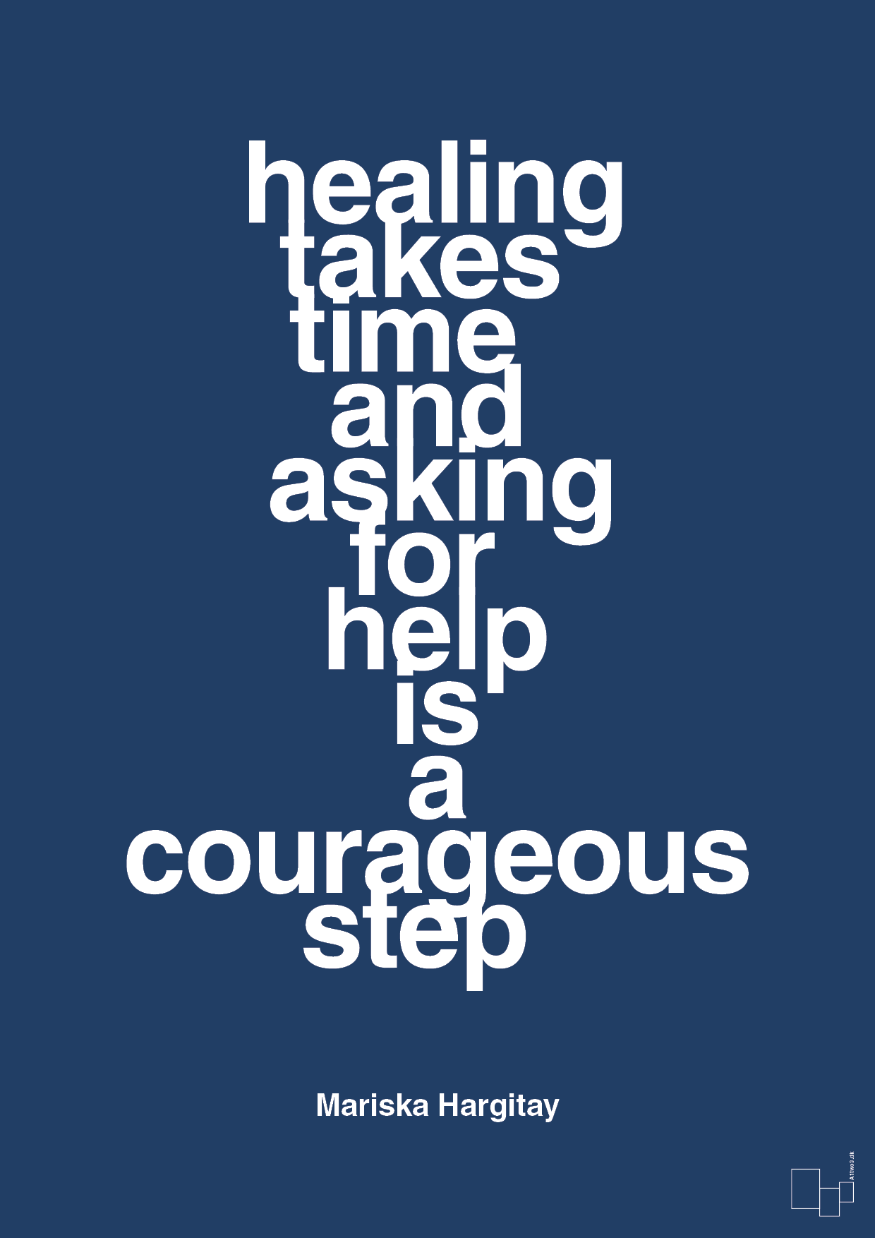 plakat: healing takes time and asking for help is a courageous step - lapis blue-Skuespiller-A1two3