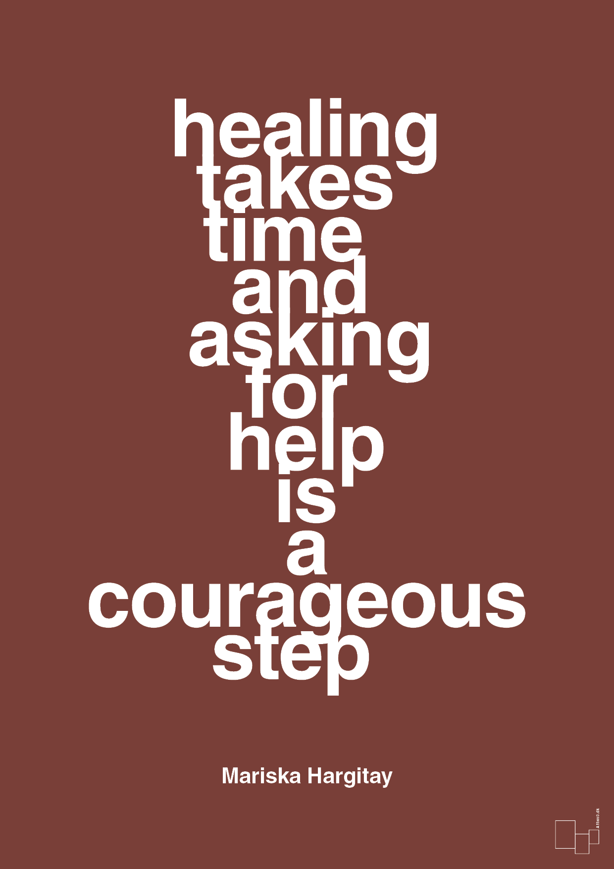 plakat: healing takes time and asking for help is a courageous step - red pepper-Skuespiller-A1two3