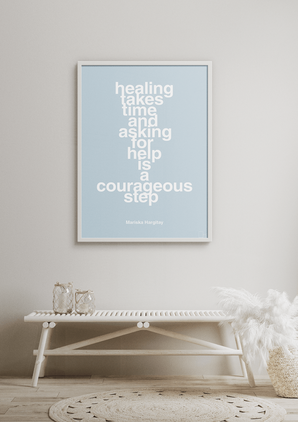 plakat: healing takes time and asking for help is a courageous step - graphic charcoal-Skuespiller-A1two3
