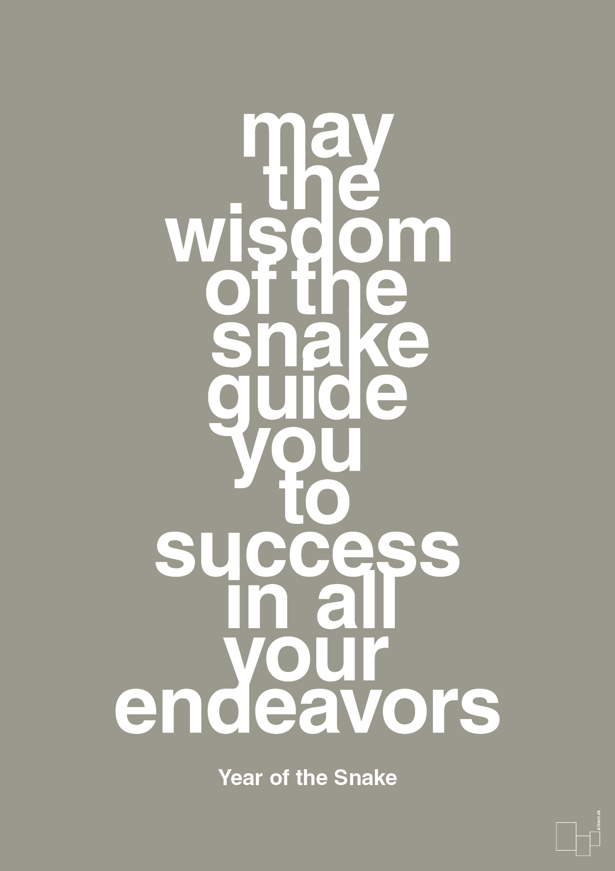 plakat: may the wisdom of the snake guide you to success in all your endeavors - battleship gray-Kina-A1two3