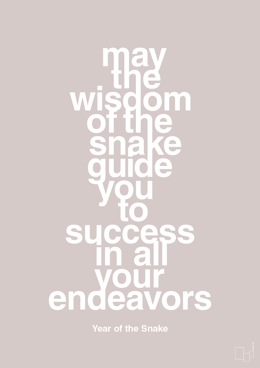 plakat: may the wisdom of the snake guide you to success in all your endeavors - broken beige-Kina-A1two3