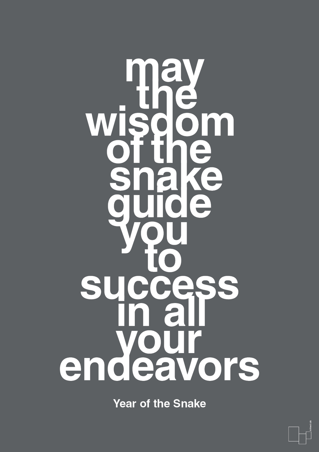 plakat: may the wisdom of the snake guide you to success in all your endeavors - graphic charcoal-Kina-A1two3
