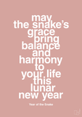 plakat: may the snakes grace bring balance and harmony to your life this lunar new year - bubble shell-Kina-A1two3