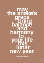 plakat: may the snakes grace bring balance and harmony to your life this lunar new year - cider spice-Kina-A1two3