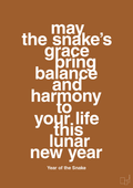 plakat: may the snakes grace bring balance and harmony to your life this lunar new year - cognac-Kina-A1two3