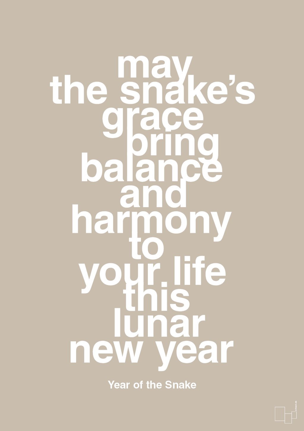 plakat: may the snakes grace bring balance and harmony to your life this lunar new year - creamy mushroom-Kina-A1two3
