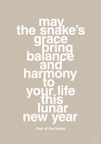 plakat: may the snakes grace bring balance and harmony to your life this lunar new year - creamy mushroom-Kina-A1two3