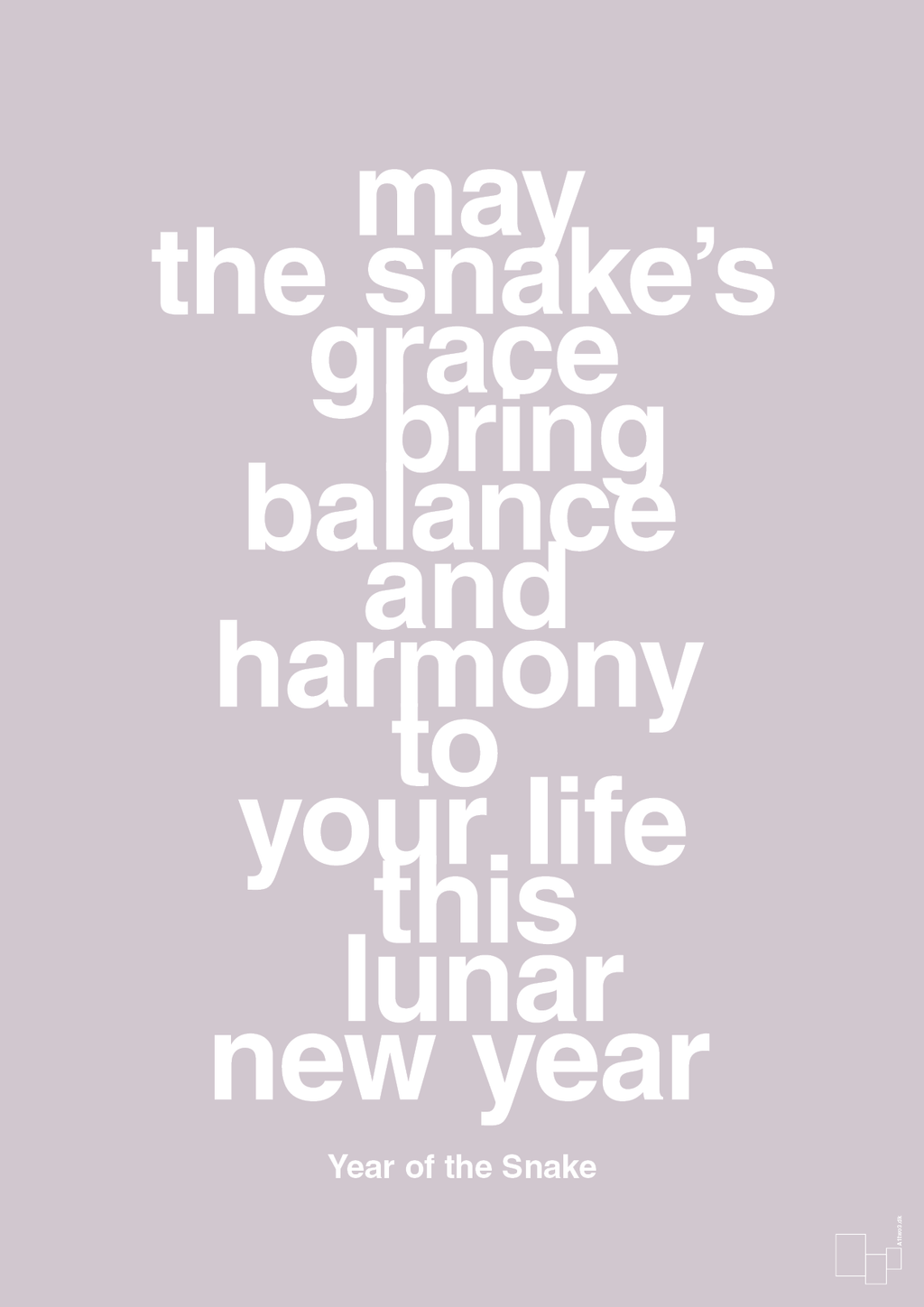 plakat: may the snakes grace bring balance and harmony to your life this lunar new year - dusty lilac-Kina-A1two3