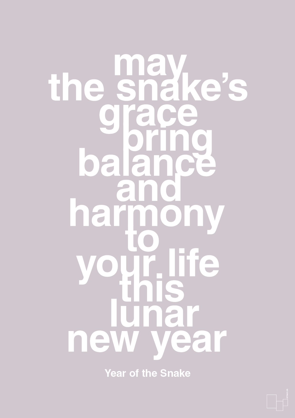 plakat: may the snakes grace bring balance and harmony to your life this lunar new year - dusty lilac-Kina-A1two3