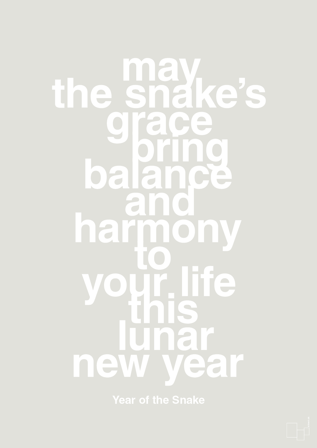 plakat: may the snakes grace bring balance and harmony to your life this lunar new year - painters white-Kina-A1two3