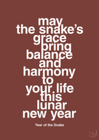plakat: may the snakes grace bring balance and harmony to your life this lunar new year - red pepper-Kina-A1two3